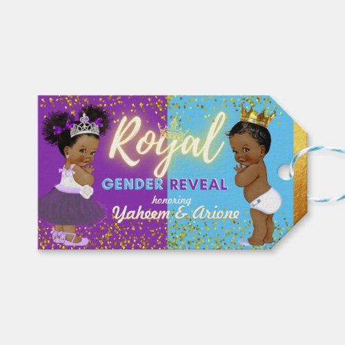 Elegant Royal African Gender Reveal Purple  Blue Gift Tags