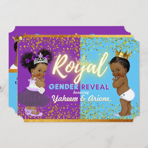 Elegant Royal African Gender Reveal Purple  Blue Invitation