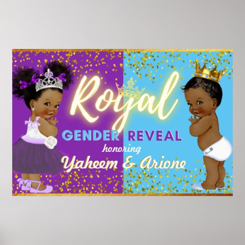 Elegant Royal African Gender Reveal Purple  Blue Poster
