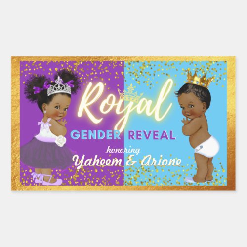 Elegant Royal African Gender Reveal Purple  Blue Rectangular Sticker