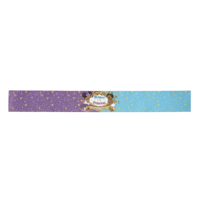 Elegant Royal African Gender Reveal Purple & Blue Satin Ribbon (Front)