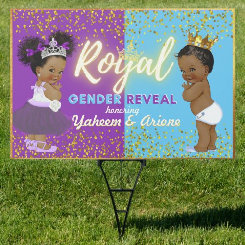 Elegant Royal African Gender Reveal Purple  Blue Sign