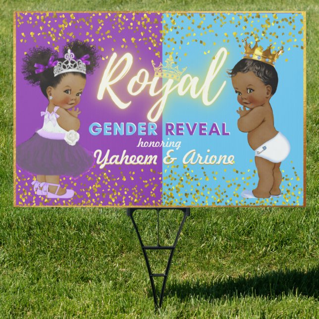 Elegant Royal African Gender Reveal Purple & Blue Sign (Insitu)
