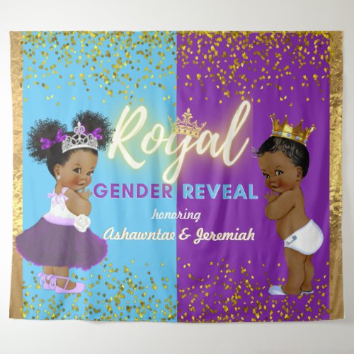 Elegant Royal African Gender Reveal Purple  Blue Tapestry