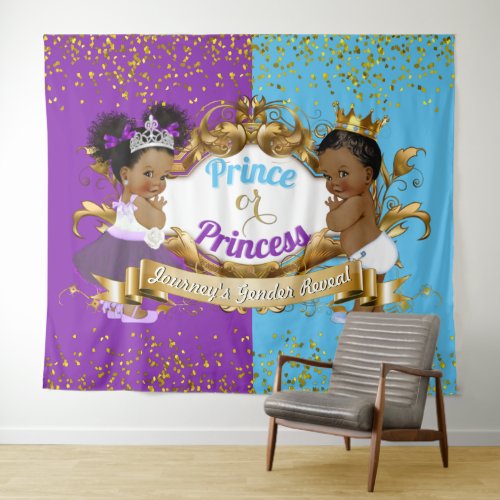 Elegant Royal African Gender Reveal Purple  Blue Tapestry