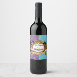 Elegant Royal African Gender Reveal Purple & Blue Wine Label