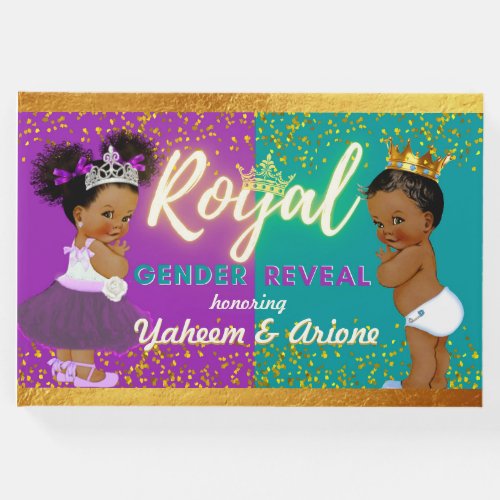Elegant Royal African Gender Reveal Purple  Teal Guest Book