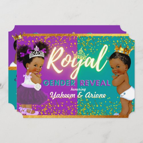 Elegant Royal African Gender Reveal Purple  Teal Invitation