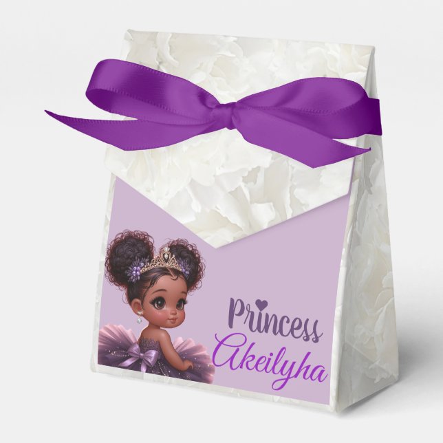 Elegant Royal African Princess Purple Baby Shower  Favor Boxes (Front Side)