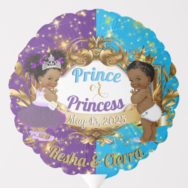 Elegant Royal African Purple & Blue Gender Reveal Balloon (Front)