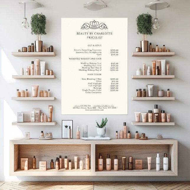 Elegant, royal, beige price list poster (Creator Uploaded)