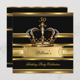 Elegant Royal Black Gold Birthday Prince King 2a Invitation