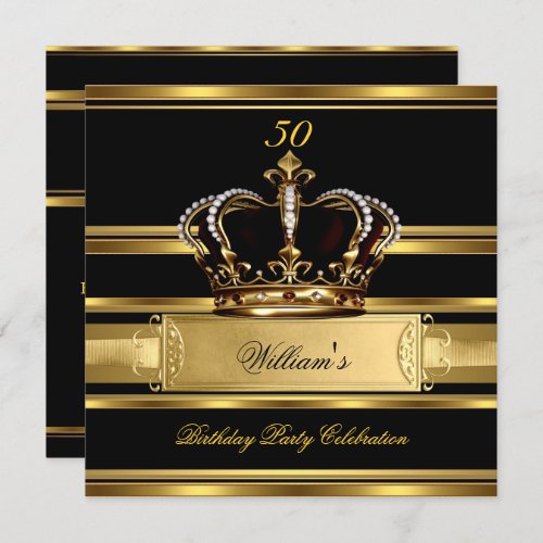 Elegant Royal Black Gold Birthday Prince King 2a Invitation