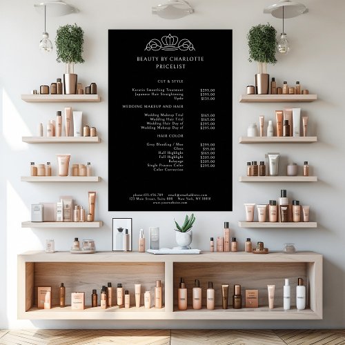 Elegant royal black price list poster