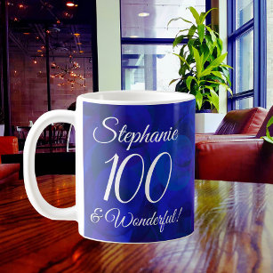 Elegant Royal Blue 100 and Wonderful Birthday Coffee Mug