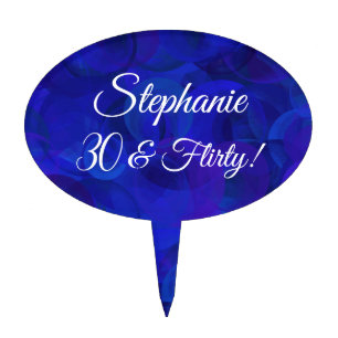 Elegant Royal Blue 30 and Flirty Birthday Party Cake Topper