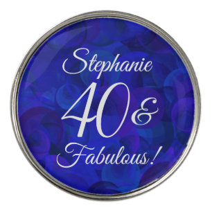 Elegant Royal Blue 40 and Fabulous Birthday Party Golf Ball Marker