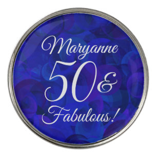 Elegant Royal Blue 50 and Fabulous Birthday Party Golf Ball Marker