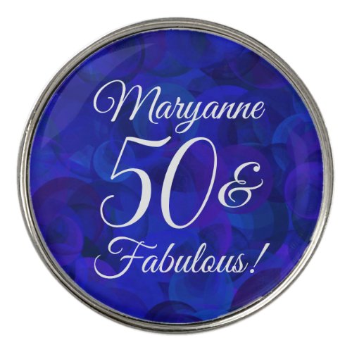 Elegant Royal Blue 50 and Fabulous Birthday Party Golf Ball Marker