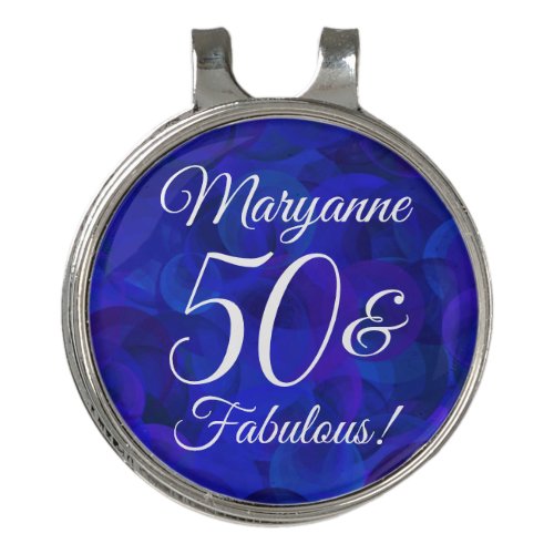 Elegant Royal Blue 50  Fabulous Birthday Party Golf Hat Clip