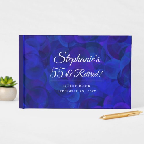 Elegant Royal Blue 55 and Retired Birthday Party Guest Book