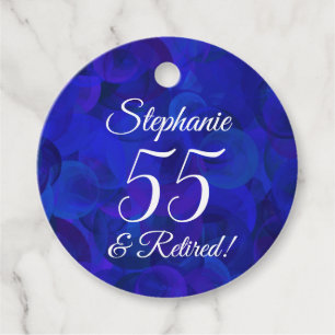 Elegant Royal Blue 55 and Retired Retirement Favor Tags