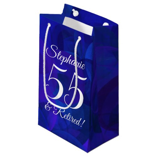 Elegant Royal Blue 55  Retired Retirement Party Small Gift Bag