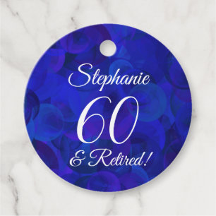 Elegant Royal Blue 60 and Retired Retirement Favor Tags