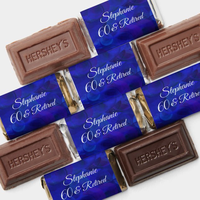 Elegant Royal Blue 60 and Retired Retirement Party Hershey's Miniatures (Assorted)