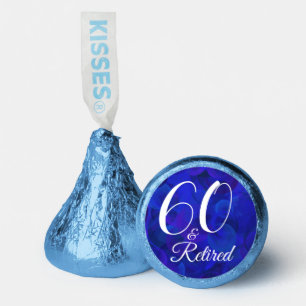 Elegant Royal Blue 60 & Retired Retirement Party Hershey®'s Kisses®