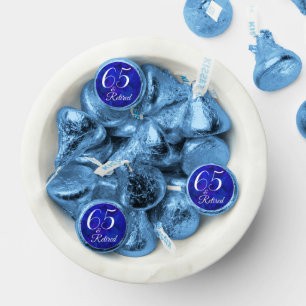 Elegant Royal Blue 65 & Retired Retirement Party Hershey®'s Kisses®