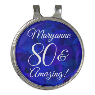 Elegant Royal Blue 80 and Amazing Birthday Party Golf Hat Clip