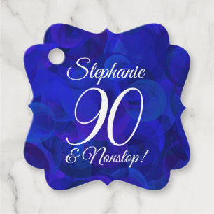 Elegant Royal Blue 90 and Amazing Birthday Party Favor Tags
