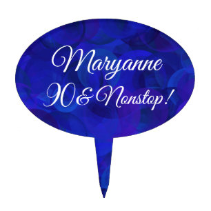 Elegant Royal Blue 90 and Nonstop Birthday Party Cake Topper