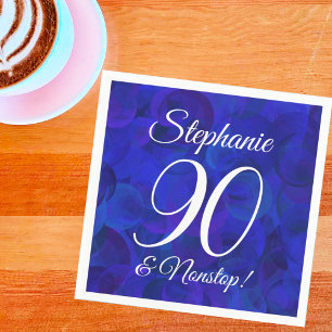 Elegant Royal Blue 90 and Nonstop Birthday Party Napkins