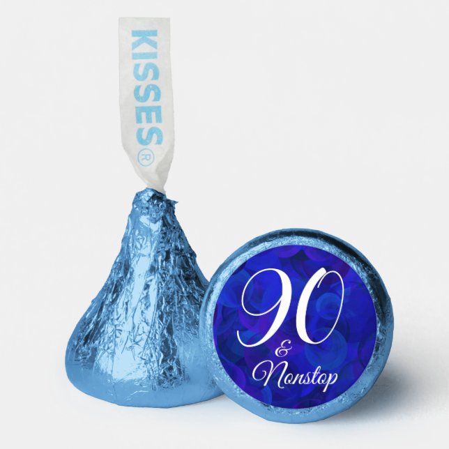 Elegant Royal Blue 90 & Nonstop Birthday Party Hershey®'s Kisses® (Front)