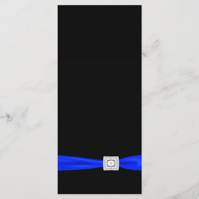 Elegant Royal Blue and Black Wedding Program (Front)