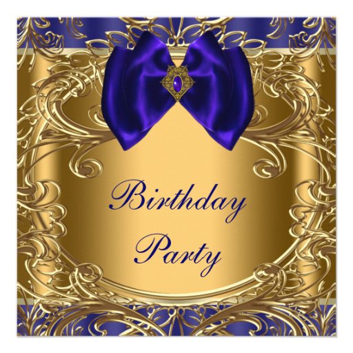 Royal Blue And Gold Birthday Invitations 6