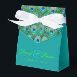 Elegant Royal Blue and Green Peacock Wedding Favor Boxes<br><div class="desc">Beautiful royal blue and green peacock wedding favor boxes. These elegant peacock feather wedding favor boxes can be customized with your text,  background color and ribbon color.</div>