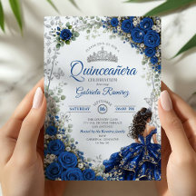 Elegant Royal Blue and Silver Roses Quinceañera