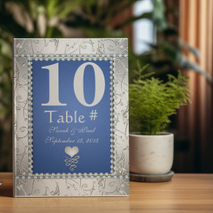 Elegant Royal Blue and Silver Table No. Invitation