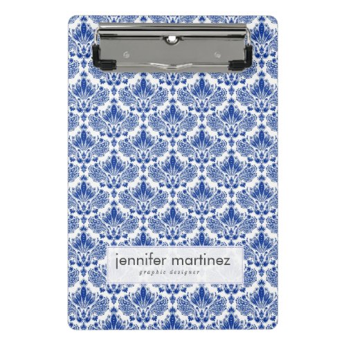 Elegant Royal Blue And White Damasks Mini Clipboard