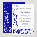 Elegant Royal Blue and White Swirls Invitation