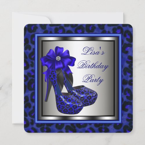 Elegant Royal Blue Birthday Party Invitation