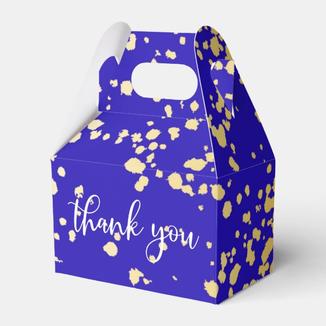 Elegant Royal Blue Blond Gold Glitter Favor Box (Front Side)