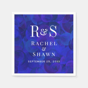 Elegant Royal Blue Chic Modern Monogram Wedding Napkins