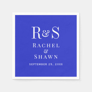 Elegant Royal Blue Chic Modern Monogram Wedding Napkins
