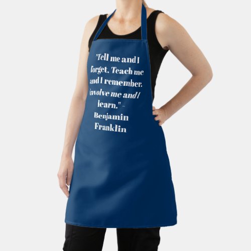 Elegant royal blue custom name text phrase quote  apron