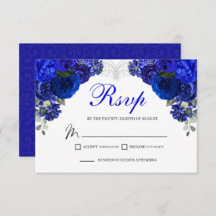 Elegant Royal Blue Floral RSVP Enclosure Card