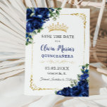 Elegant Royal Blue Flowers Gold Quinceañera 16th Save The Date<br><div class="desc">Personalize this pretty royal blue floral Quinceañera / Sweet 16 birthday save the date easily and quickly. Simply click the customize it further button to edit the texts, change fonts and fonts colors. Featuring vibrant royal blue flowers and gold elements. Matching items available in store. (c) Somerset Fine Paperie by...</div>